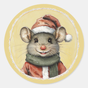 Funny Animal Christmas Favorites - Mouse 1 Classic Round Sticker