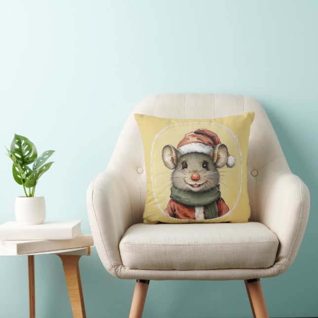 Funny Animal Christmas Favorites - Mouse 1 Throw Pillow (Chair)