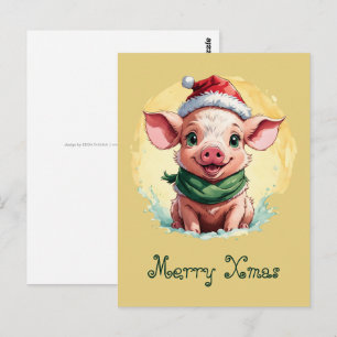 Funny Animal Christmas Favorites - Piglet 1 Postcard
