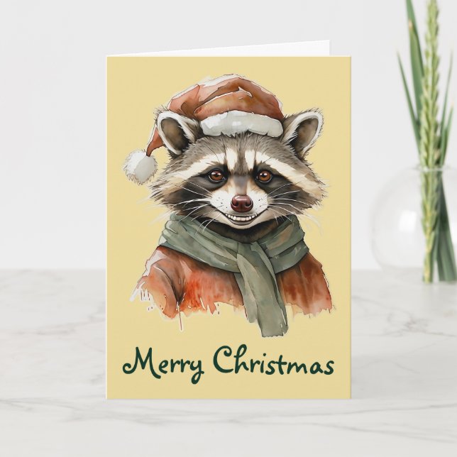 Funny Animal Christmas Favorites - Raccoon 1 Card (Front)
