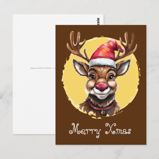Funny Animal Christmas Favorites - Reindeer 1 Postcard (Front/Back)