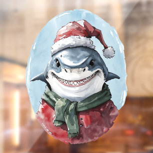 Funny Animal Christmas Favorites - Shark 1 Window Cling