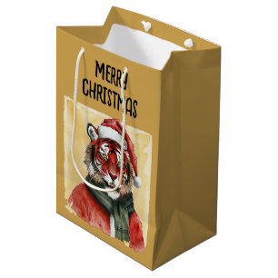 Funny Animal Christmas Favorites - Tiger 1 Medium Gift Bag