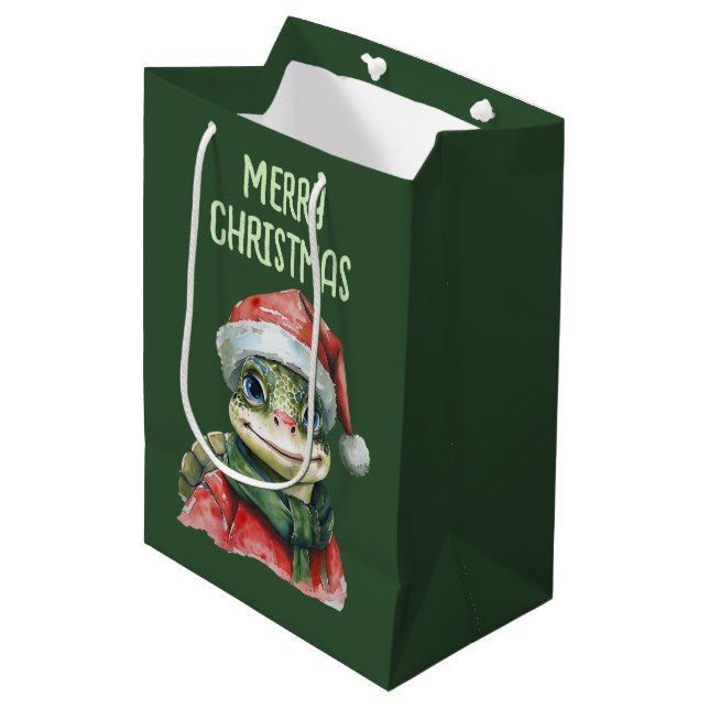 Funny Animal Christmas Favorites - Turtle 2 Medium Gift Bag (Front Angled)