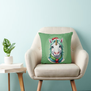 Funny Animal Christmas Favorites - Unicorn 1 Throw Pillow
