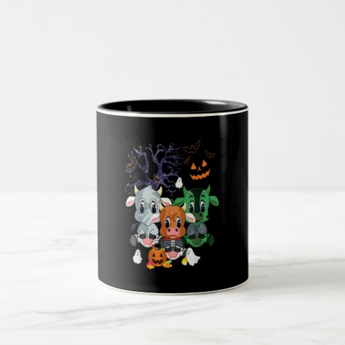 Funny Animal Cow Idea Pumpkin Cow Costume Two_Tone Coffee Mug