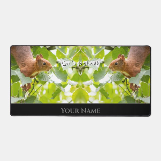 Funny animal funny squirrel let´s go nuts quote desk mat (Front)
