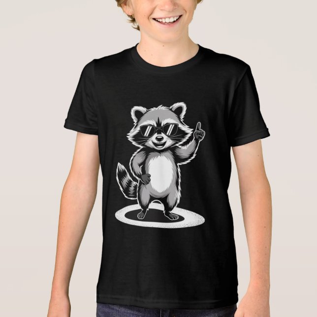 Funny Animal Gift | Cool Raccoon Rock Star Tri-Blend Shirt (Front)
