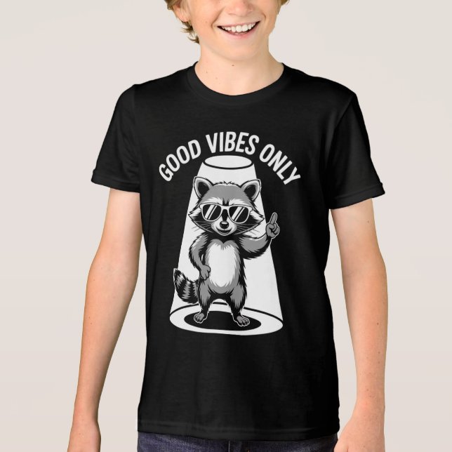 Funny Animal Gift | Cool Raccoon Rock Star Tri-Blend Shirt (Front)