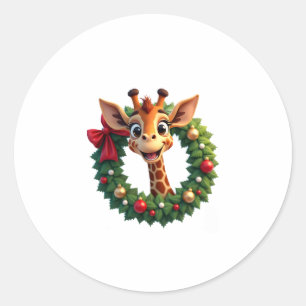 Funny Animal Giraffe Meme Face Festive Xmas T-Shir Classic Round Sticker