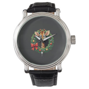 Funny Animal Giraffe Meme Face Festive Xmas T-Shir Watch