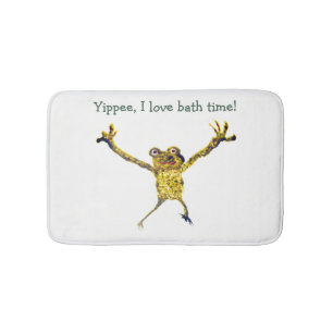 Funny Animal Leaping Frog, I Love Bath Time Bath Mat