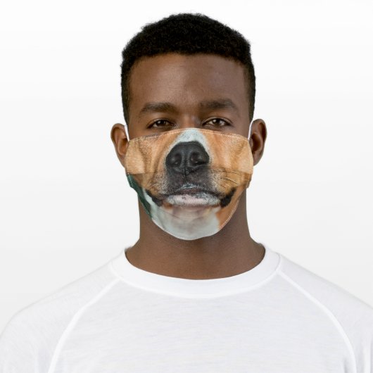 funny animal lover brown boxer dog mouth adult cloth face mask (Worn)