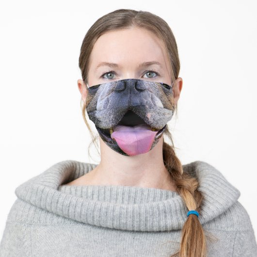 funny animal lover bulldog mouth adult cloth face mask (Worn)