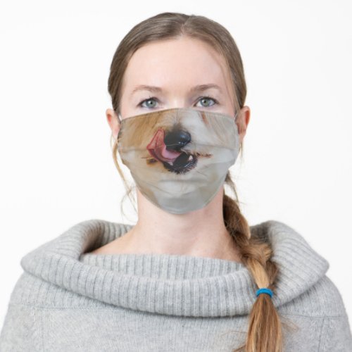 funny animal lover cute dog licking adult cloth face mask