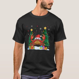 Funny Animal Lovers Crab Santa Hat Ugly Christmas  T-Shirt
