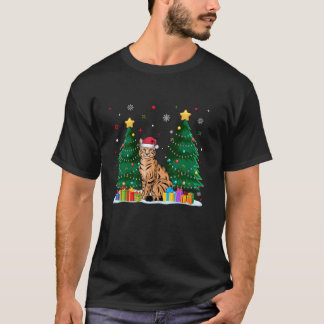 Funny Animal Lovers Serval Santa Hat Ugly Christma T-Shirt