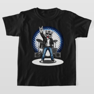 Funny Animal Music Gift   Cool Tiger Rock Dancer T-Shirt