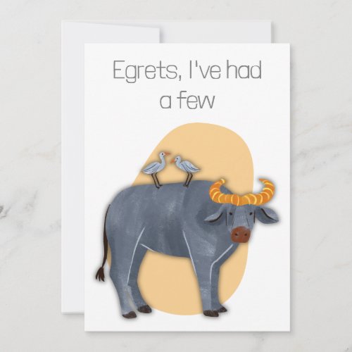 Funny animal pun birthday card with cattle egrets
