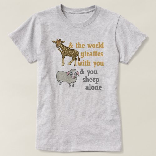 Funny Animal Pun Giraffe and Sheep T_Shirt