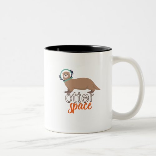 Funny Animal Puns Humor Otter Space Cartoon Two_Tone Coffee Mug