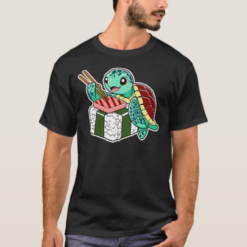 Funny Animal Sea Turtle Eating Spam Musubi T_Shirt
