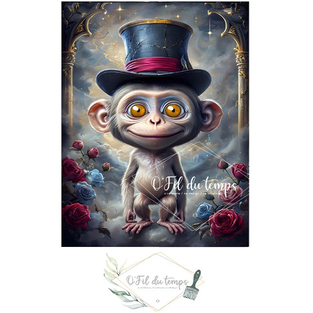 Funny Animal with Hat Decoupage paper.  Tissue Paper (Creator Uploaded)