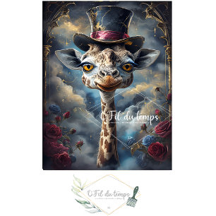 Funny Animal with Hat Decoupage paper.  Tissue Paper