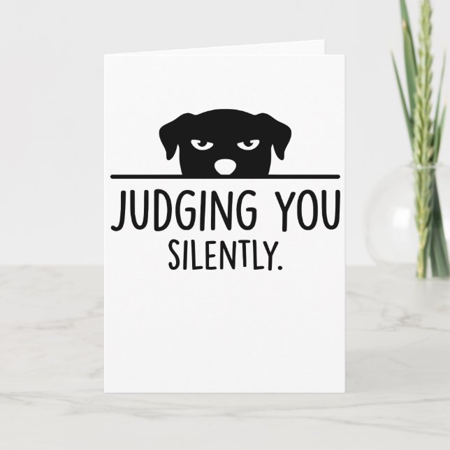 funny animals dog cafe Judging You Silently Card (Front)