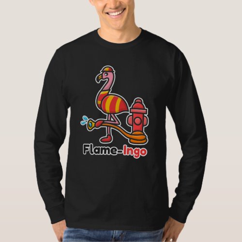 Funny Animals Fire Department Flamingo T_Shirt