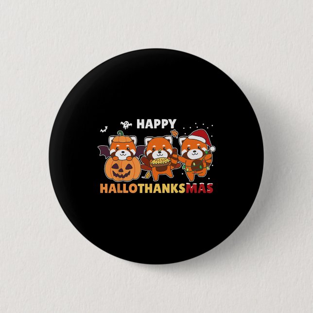Funny Animals For The Holidays Red Panda Christmas Button (Front)