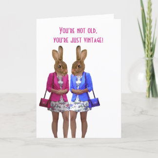 Funny animals getting old womens birthday card