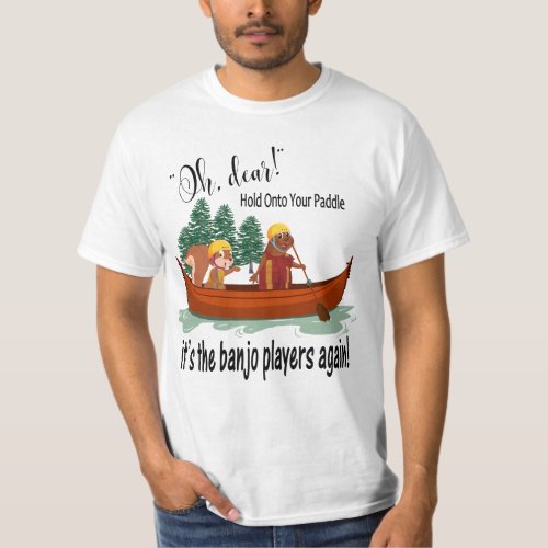 Funny Animals In a Canoe Banjo Players Mens T_Shirt