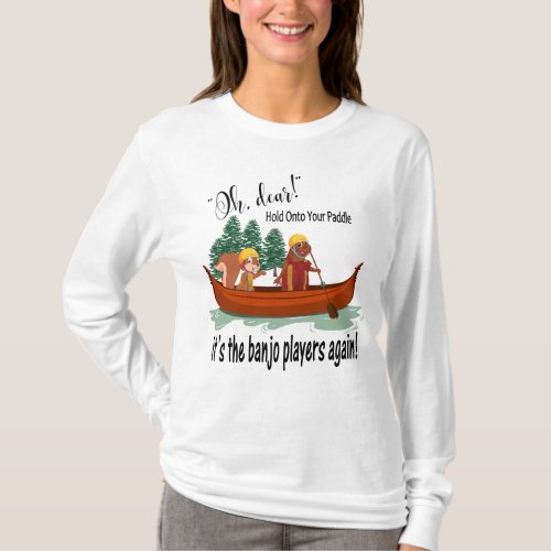 Funny Animals In a Canoe Banjo Players Womens T_Shirt