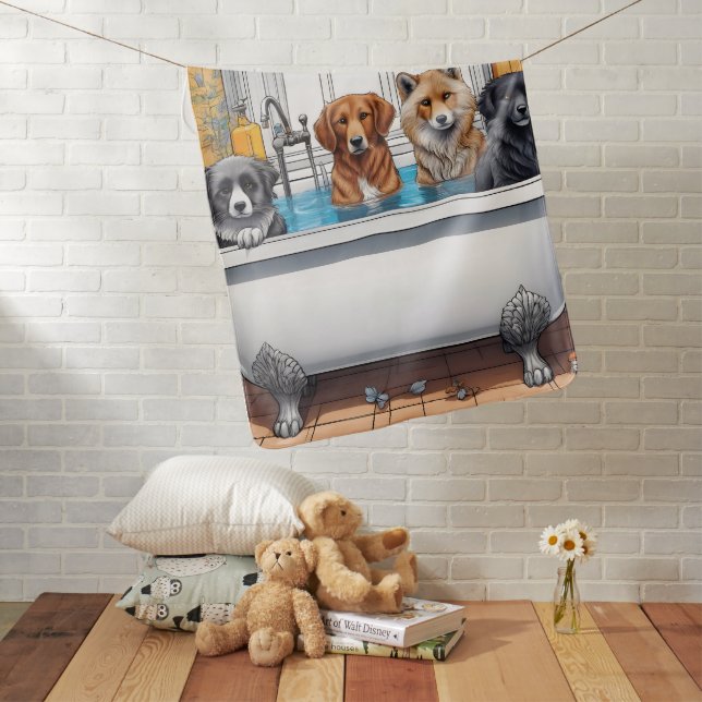 Funny animals in bath baby blanket (In Situ)