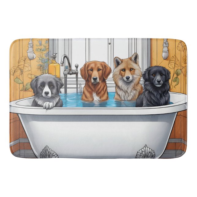 Funny animals in bath bath mat (Front)