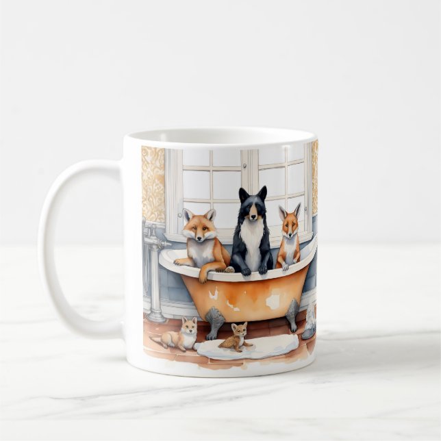 Funny animals in bath coffee mug (Left)