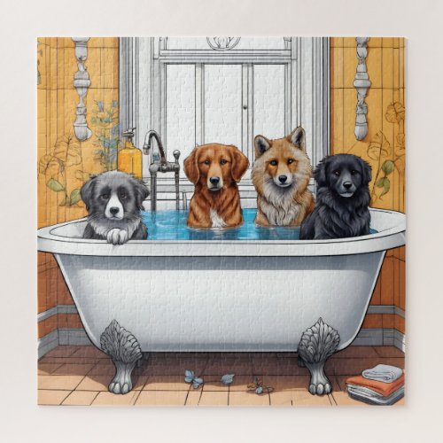 Funny animals in bath jigsaw puzzle