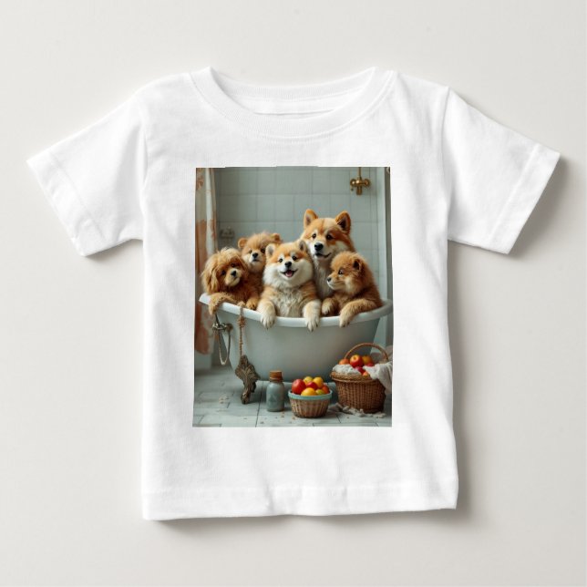 Funny animals in bathtub baby T-Shirt (Front)