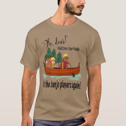 Funny Animals In Canoe _ Banjo Players Mens T_Shirt