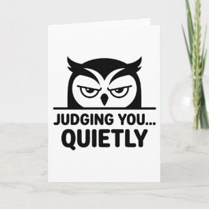funny animals minimalist owl Judging You Quietly Card