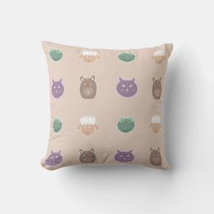 funny animals pattern throw pillow
