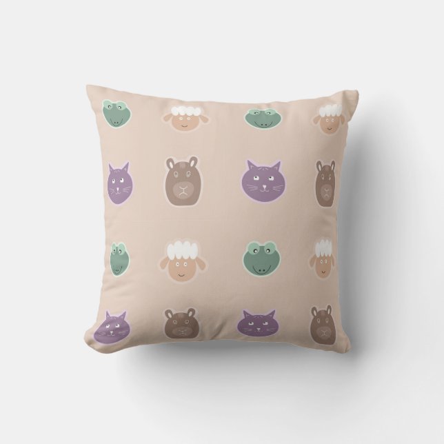 funny animals pattern throw pillow (Front)
