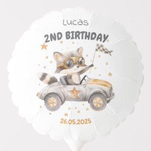 Funny Animals Race Cars 2nd Birthday Balloon