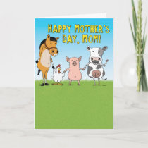 Funny Animals Raised in a Barn Mother's Day Card