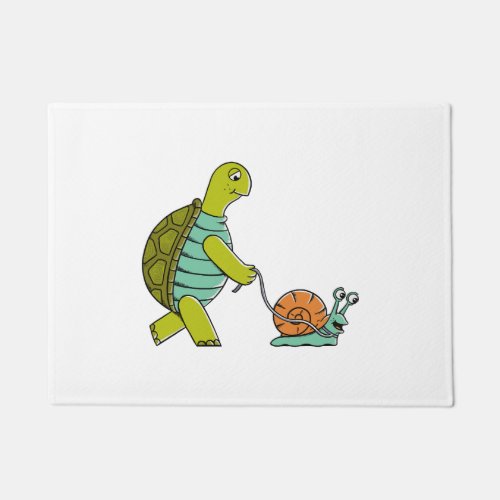 Funny Animals Turtle And Snail Doormat