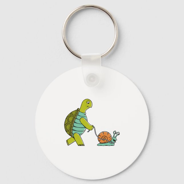 Funny Animals Turtle And Snail Keychain (Front)