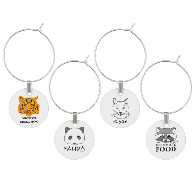 Funny Animals Wine Glass Charm (Staggered)