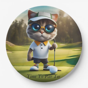 Funny Animated Cat Golf Player, Paper Plates