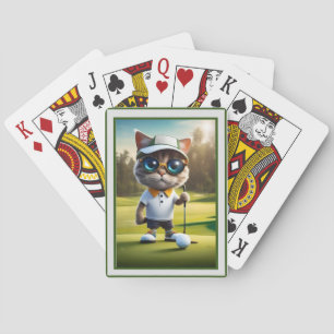 Funny Animated Cat Golf Player, Poker Cards